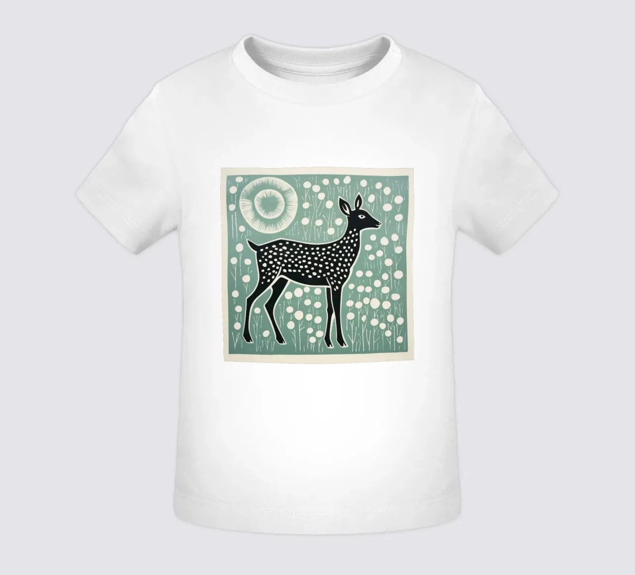 Green Deer 1 baby t-shirt by Minimal Animal Art