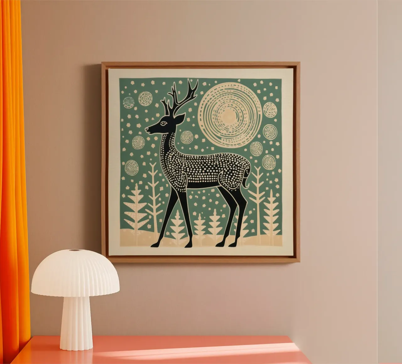 Green Deer 2 canvas by Minimal Animal Art