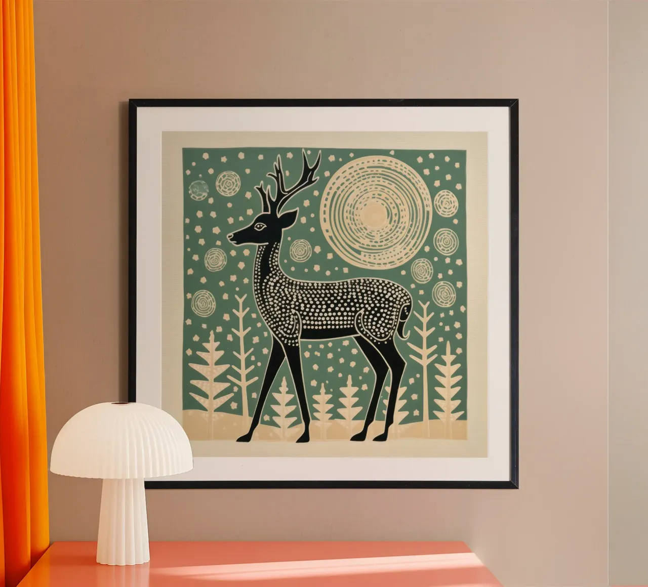 Cervo verde 2 poster con telaio in legno da Minimal Animal Art