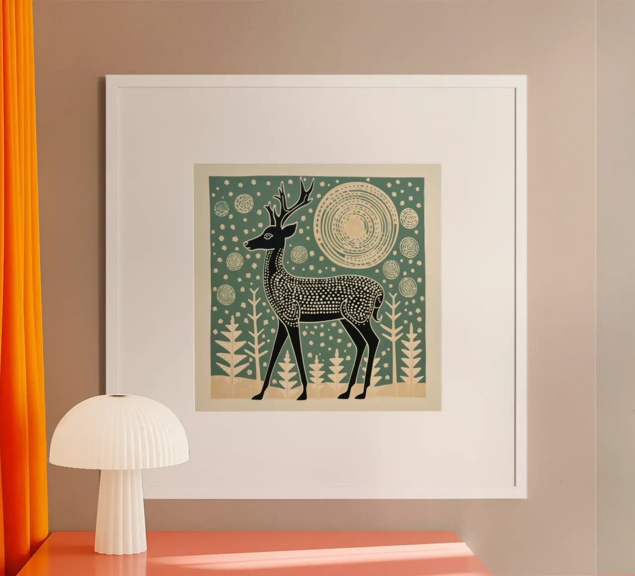 Cervo verde 2 poster con telaio in legno da Minimal Animal Art