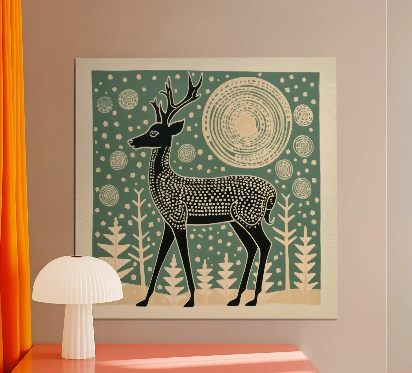 Groen hert poster van Minimal Animal Art