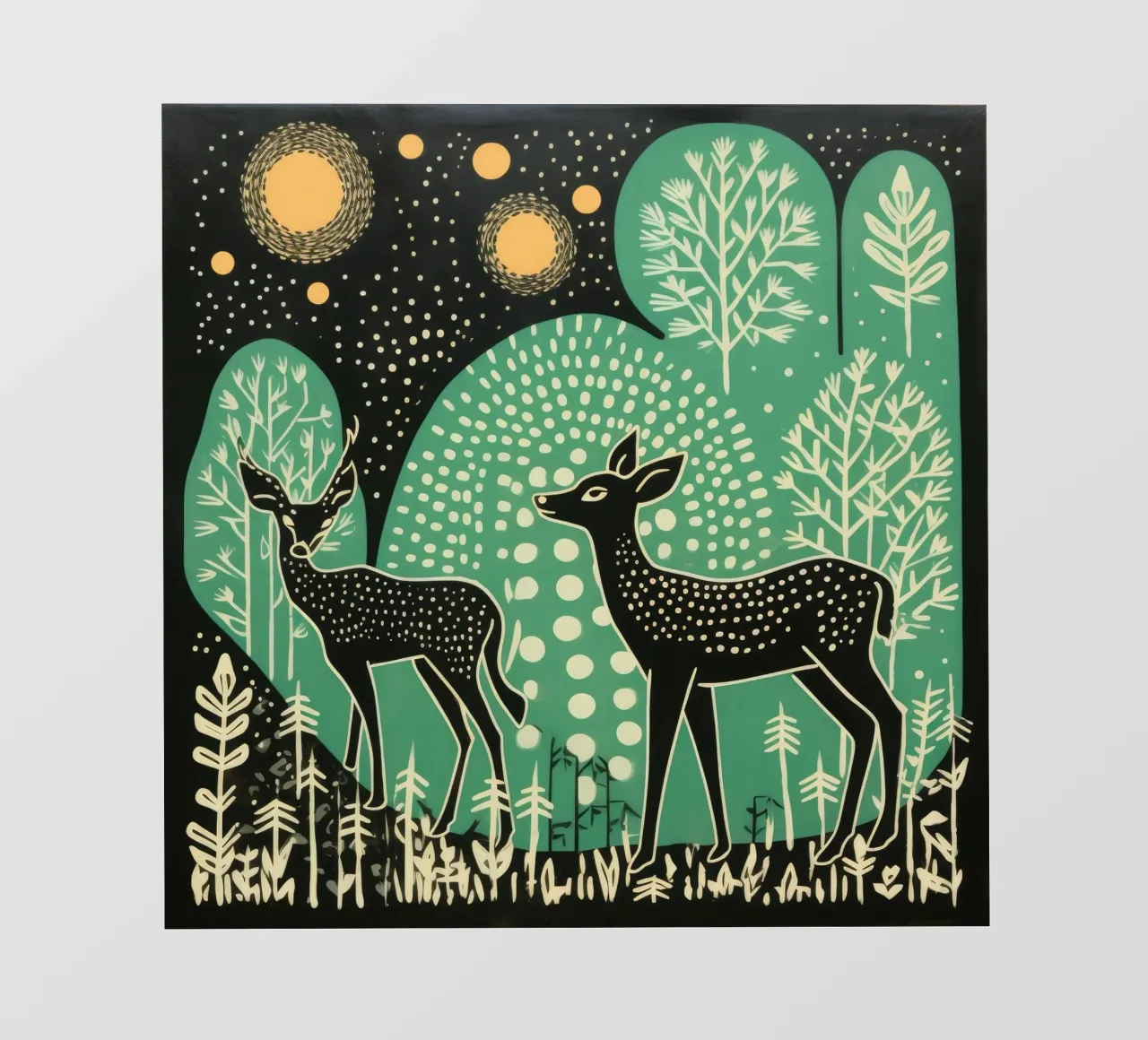 Cervo verde 3 telo in pvc da Minimal Animal Art