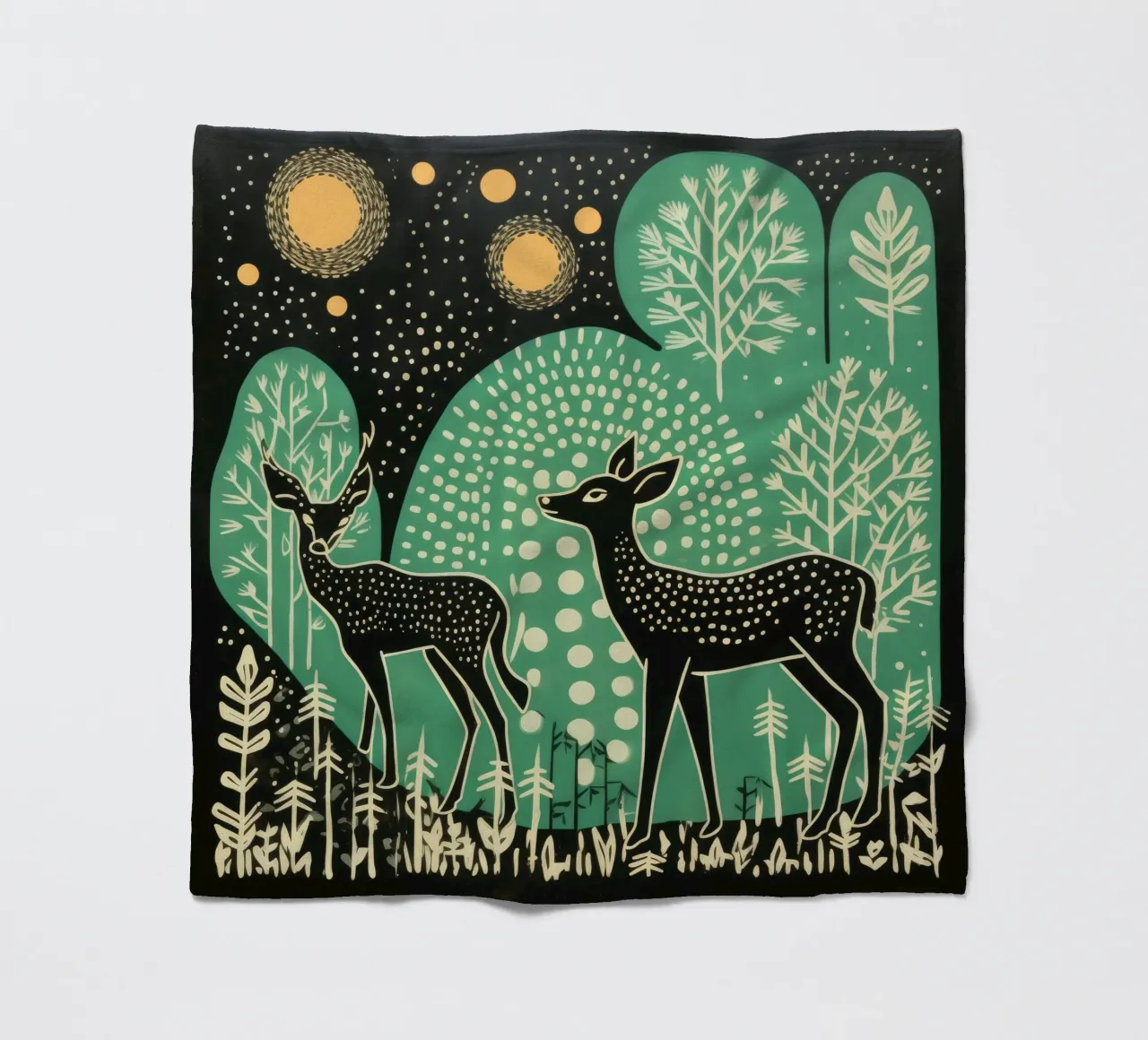Cervo verde 3 coperta in pile da Minimal Animal Art
