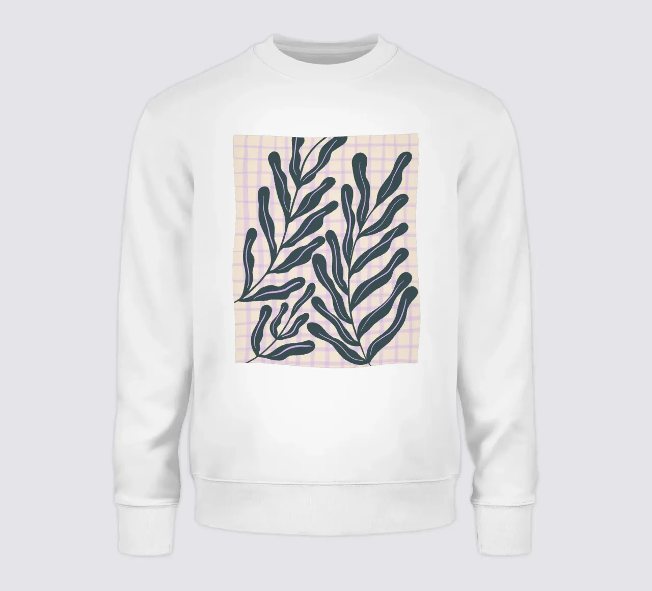 Abstract branches on a grid pattern sweatshirt by Wackapacka