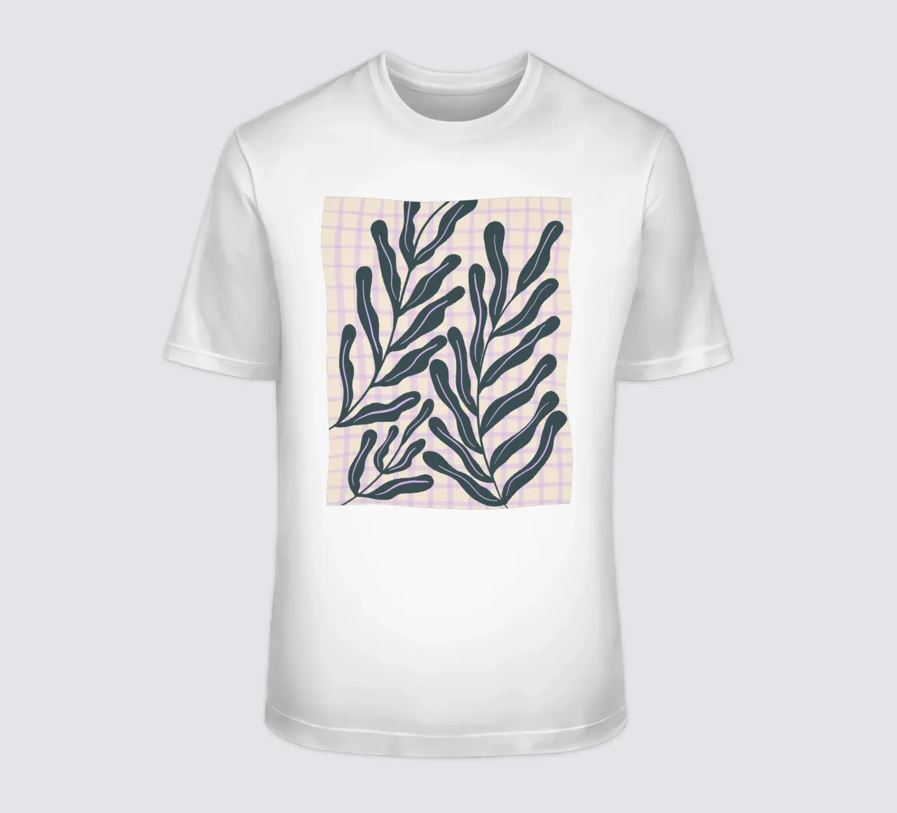 Abstract branches on a grid pattern t-shirt by Wackapacka