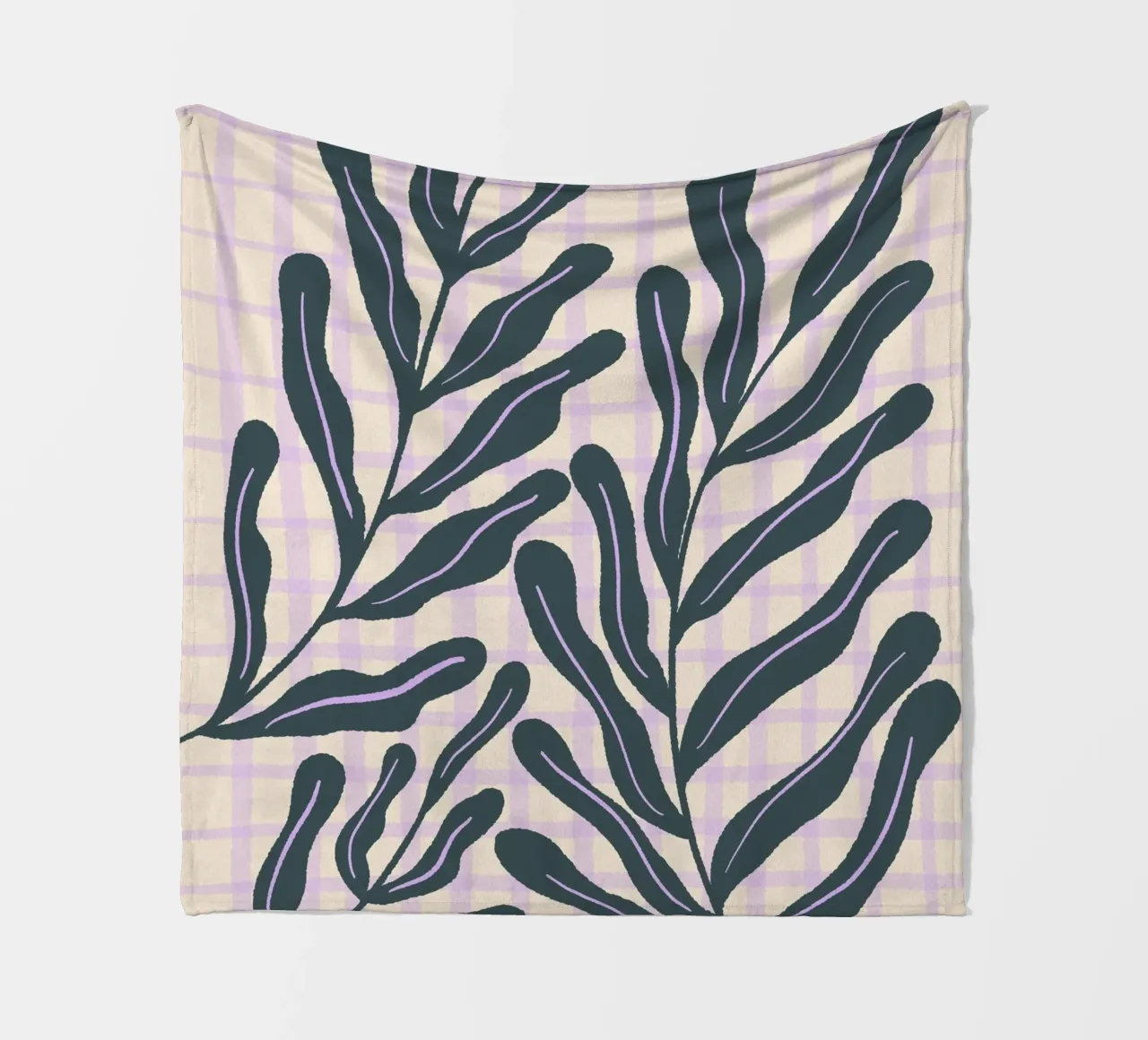 Abstract branches on a grid pattern fleece blanket by Wackapacka