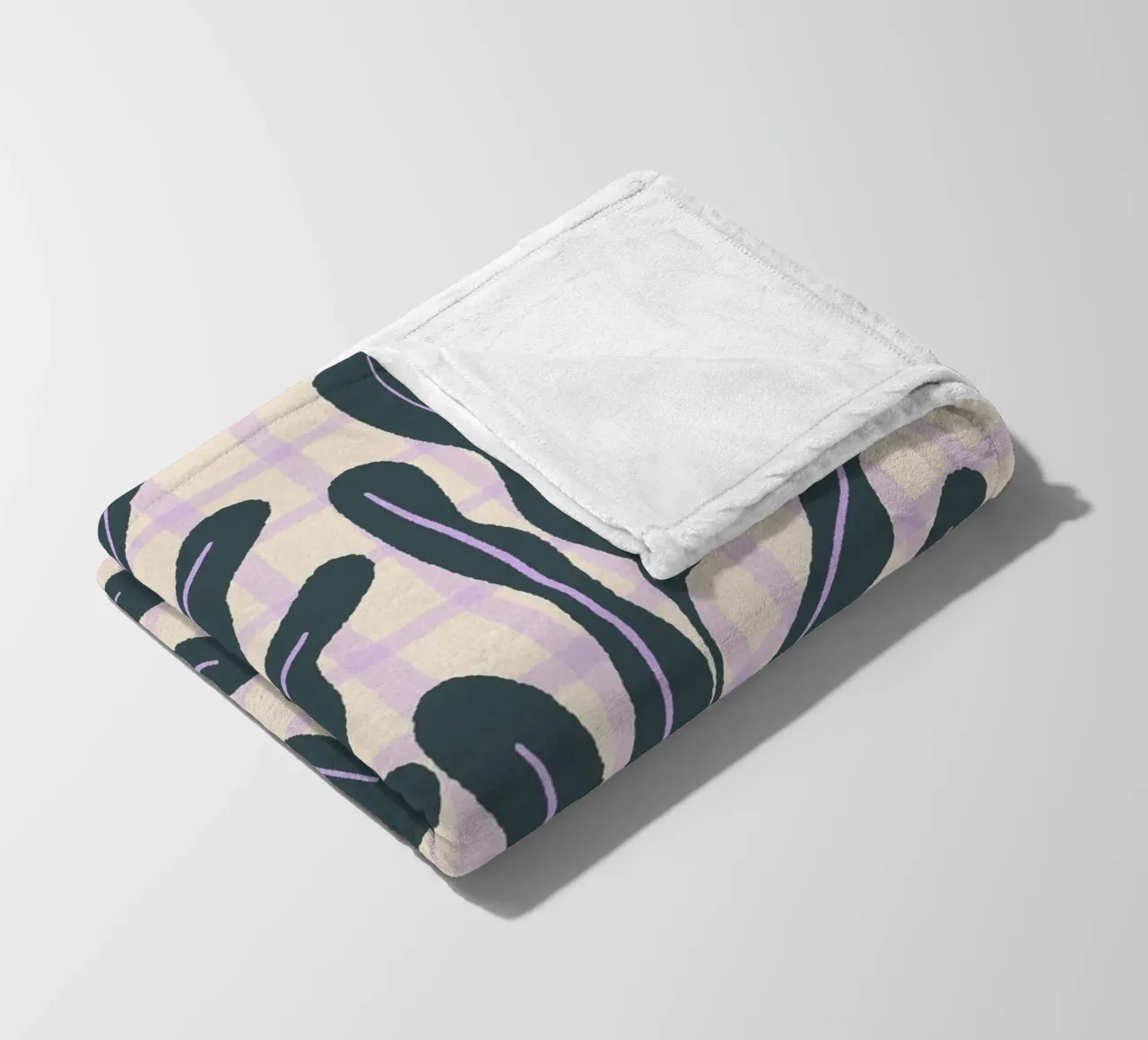 Abstract branches on a grid pattern fleece blanket by Wackapacka