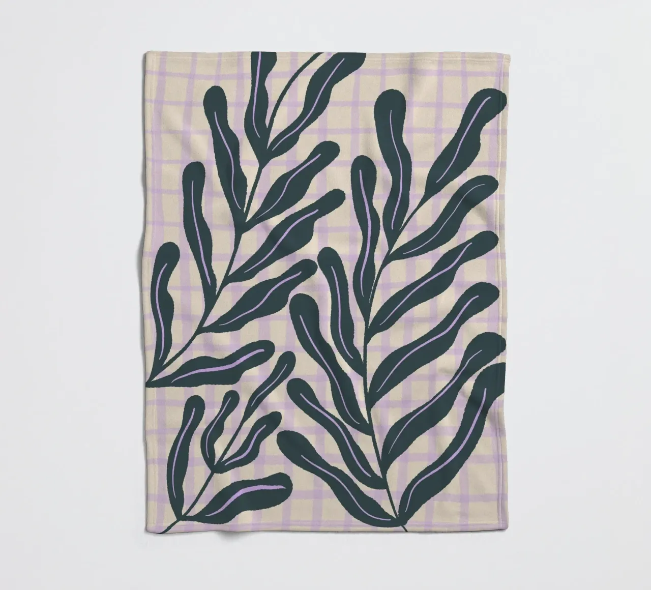 Abstract branches on a grid pattern fleece blanket by Wackapacka