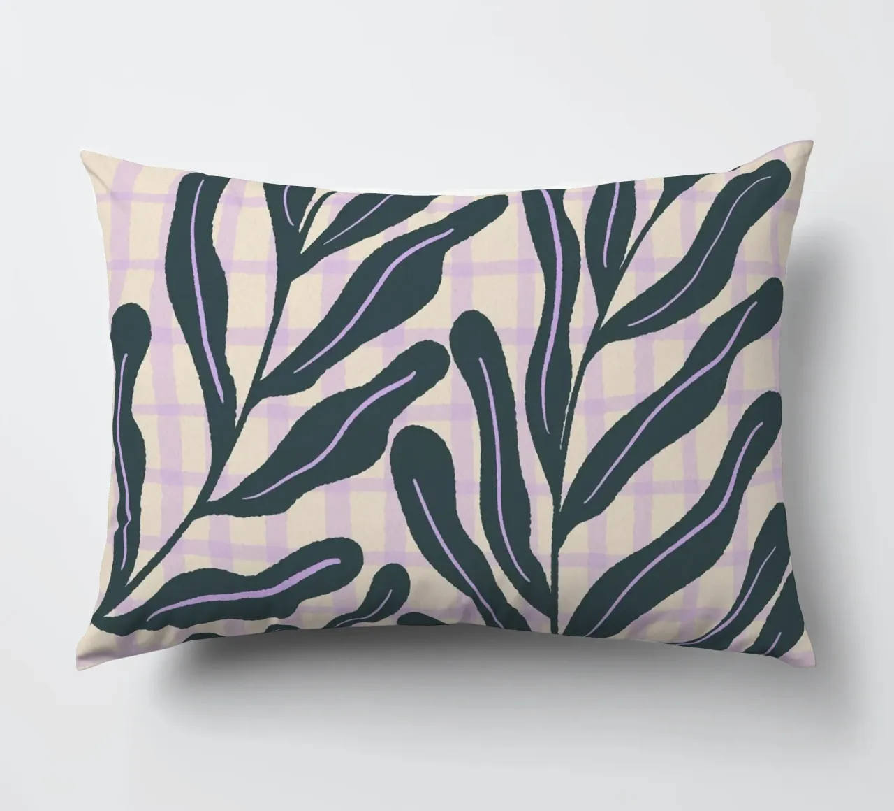 Abstract branches on a grid pattern decorative cushion by Wackapacka
