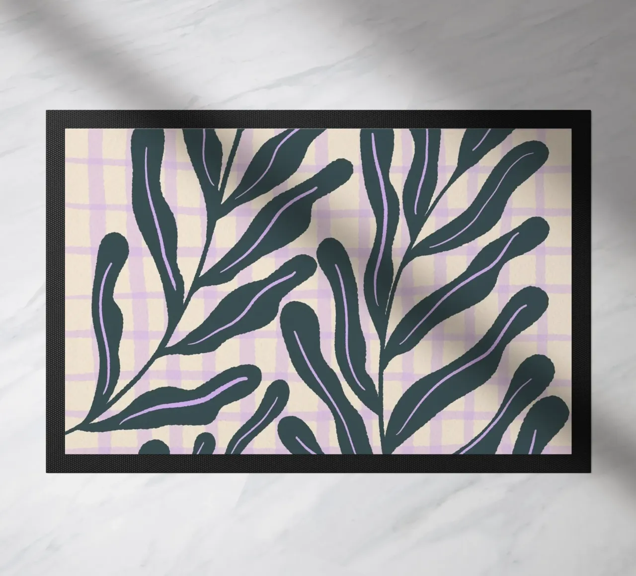 Abstract branches on a grid pattern doormat by Wackapacka