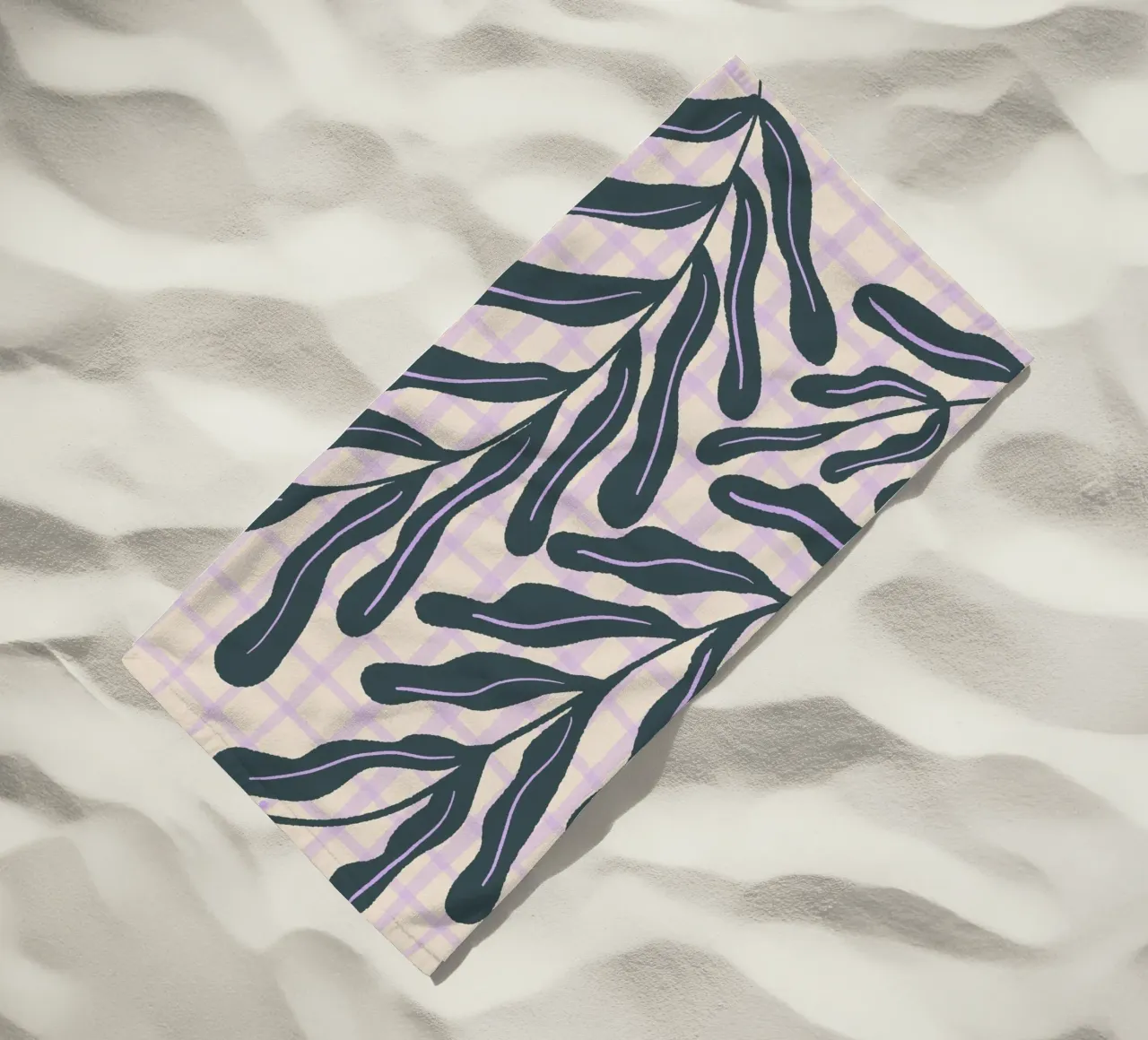 Abstract branches on a grid pattern beach towel by Wackapacka
