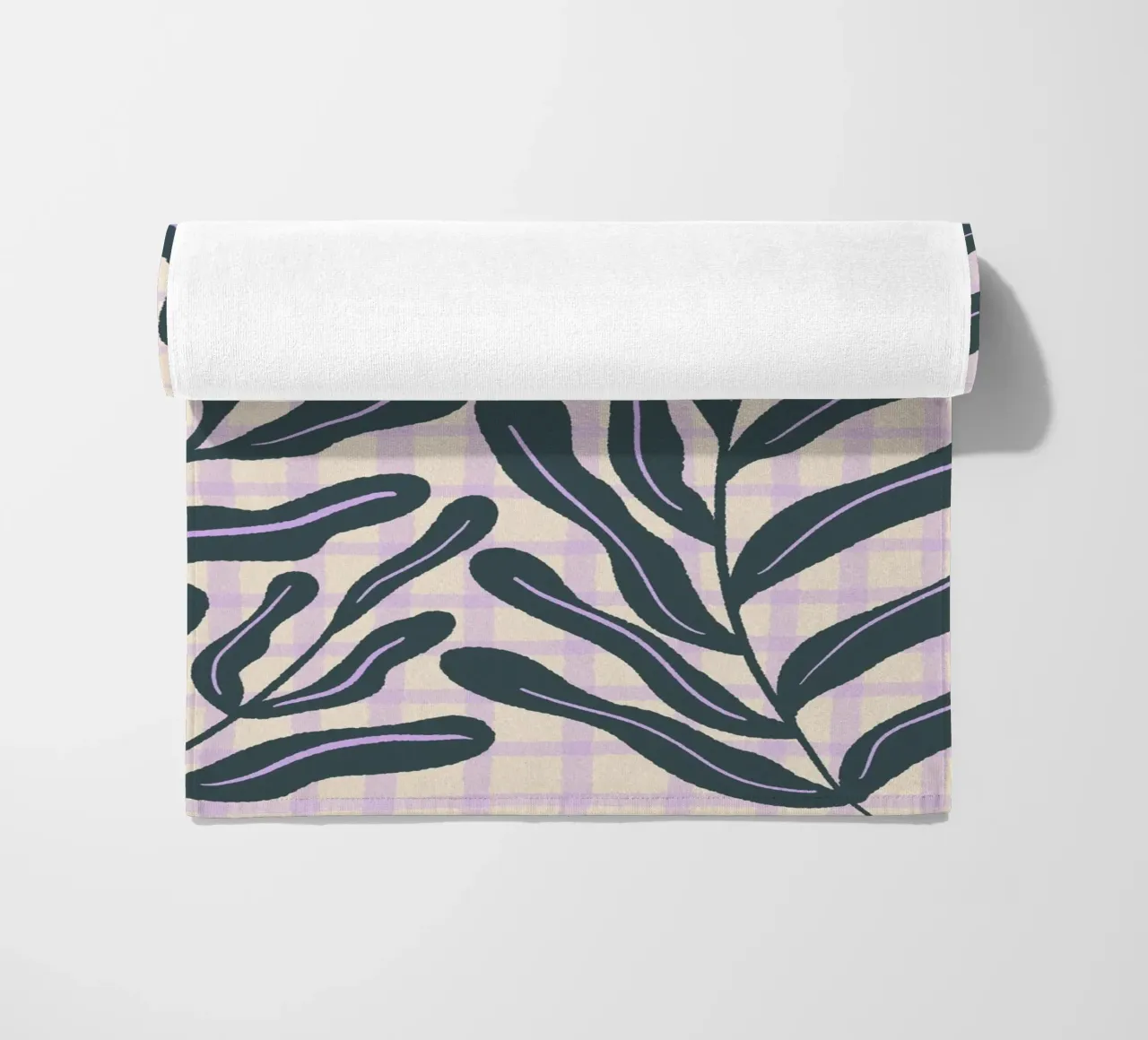 Abstract branches on a grid pattern beach towel by Wackapacka