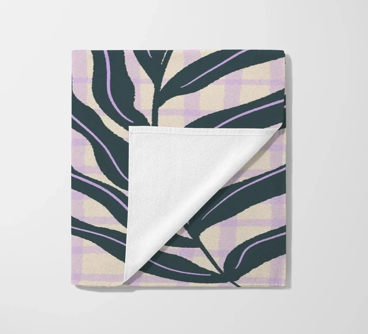 Abstract branches on a grid pattern beach towel by Wackapacka