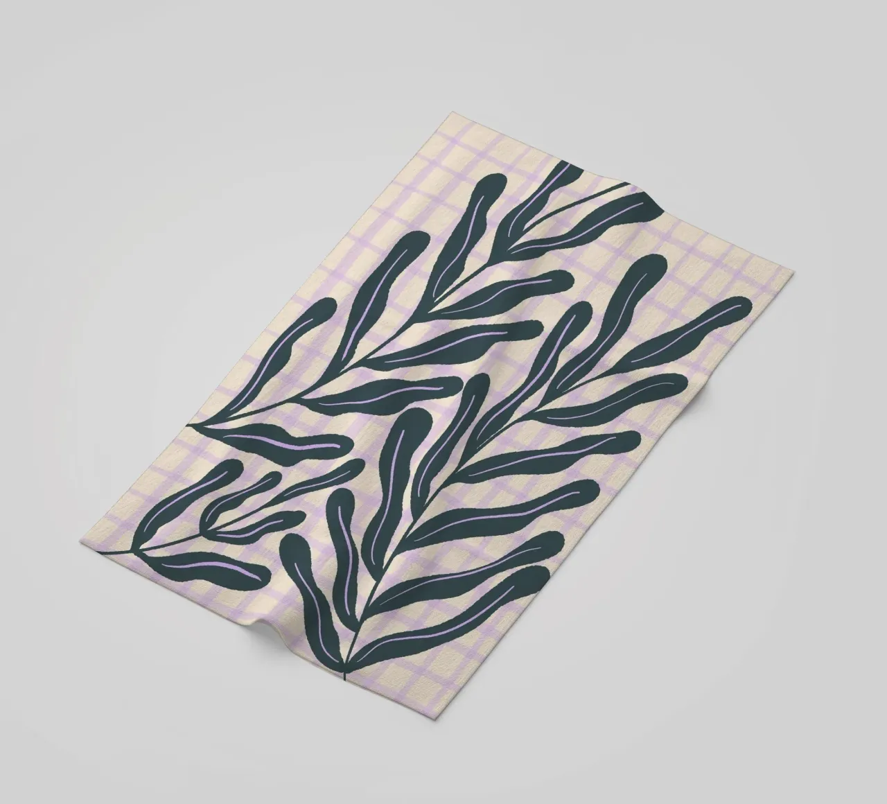 Abstract branches on a grid pattern beach towel by Wackapacka