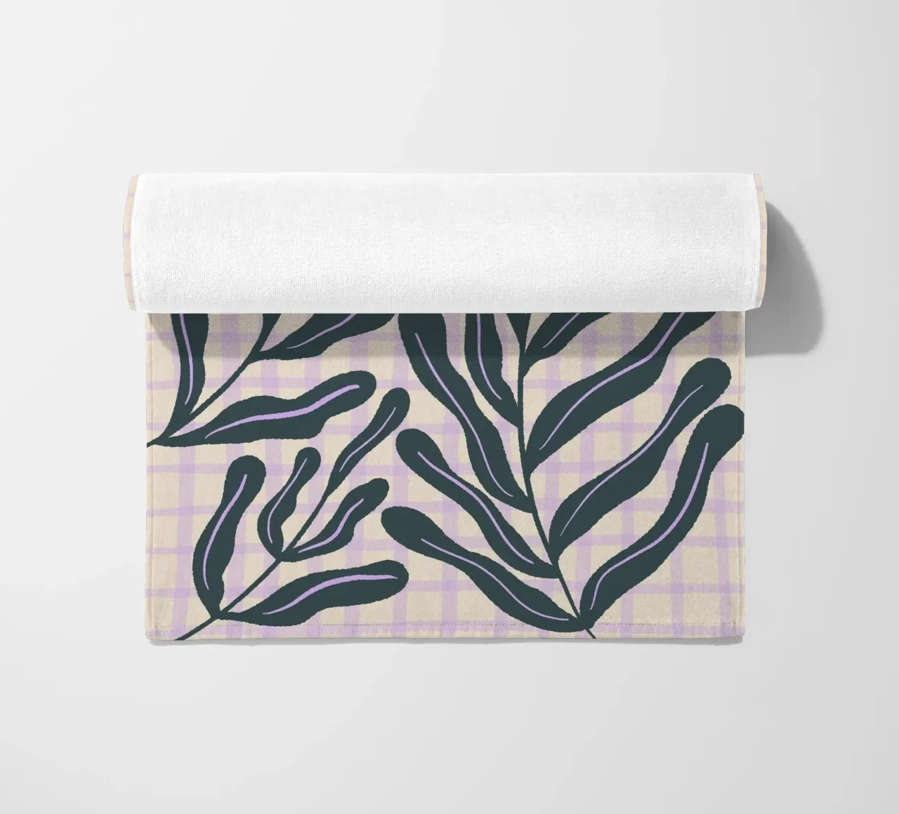 Abstract branches on a grid pattern beach towel by Wackapacka