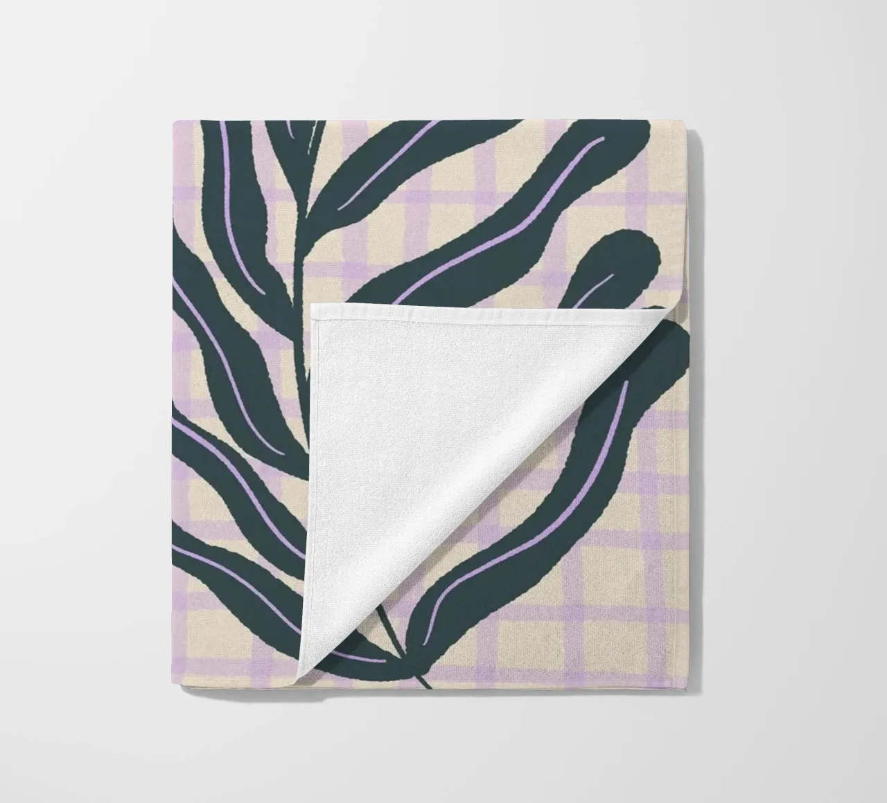 Abstract branches on a grid pattern beach towel by Wackapacka