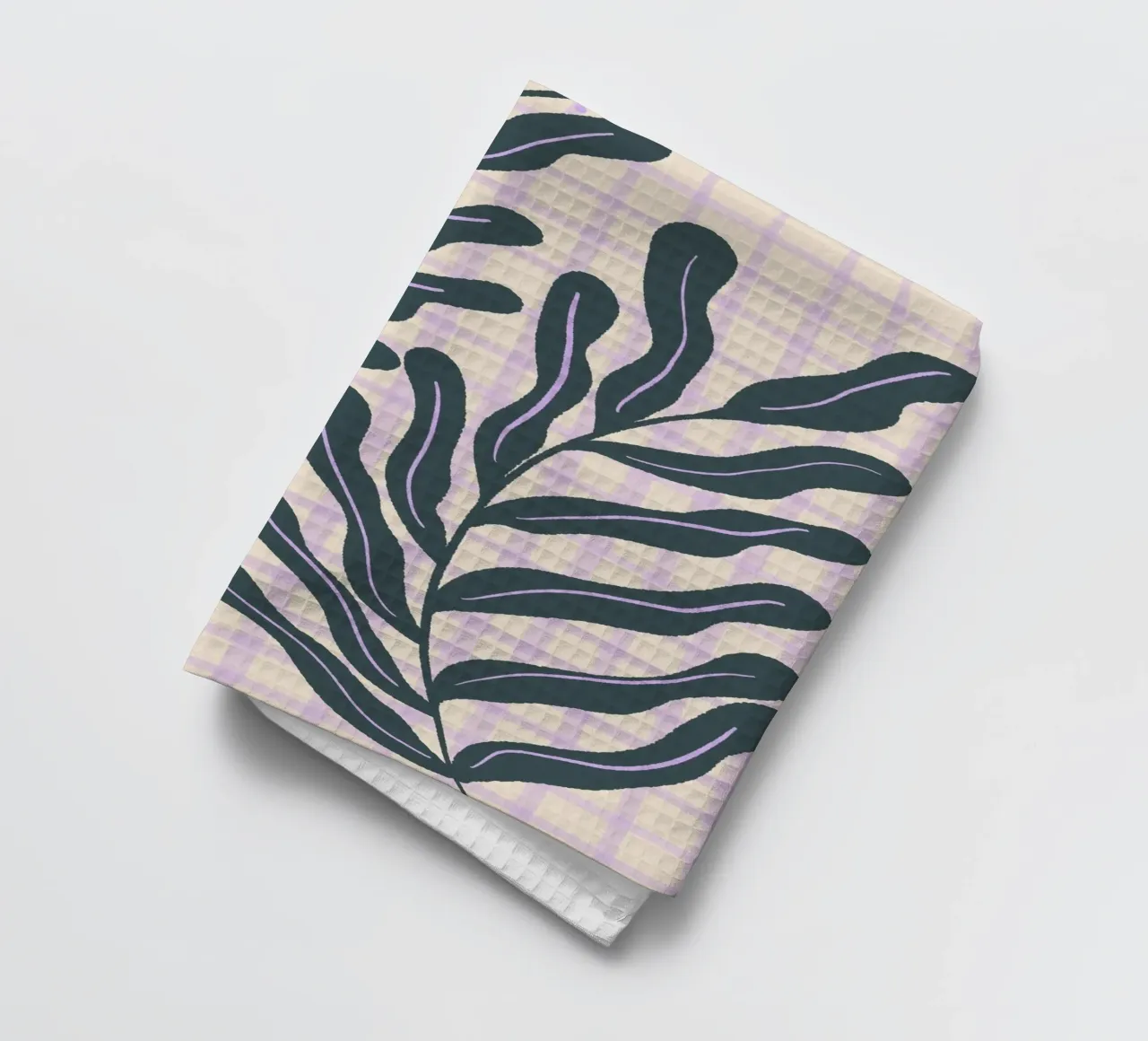 Abstract branches on a grid pattern tea towel by Wackapacka