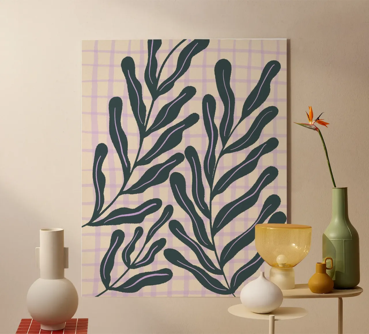 Ramas abstractas en una cuadrícula metacrilato de Wackapacka
