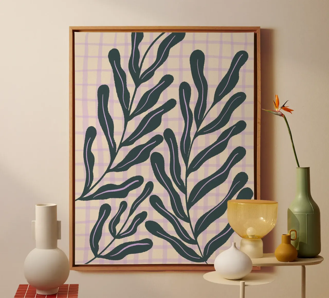 Abstract branches on a grid pattern canvas by Wackapacka