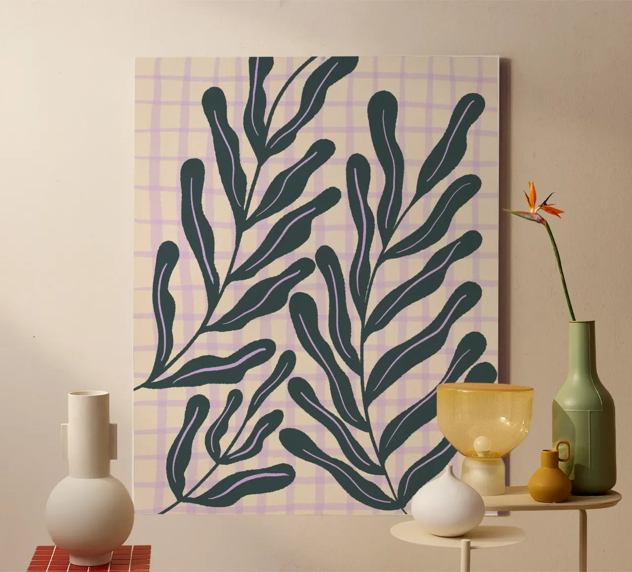 Abstract branches on a grid pattern canvas by Wackapacka