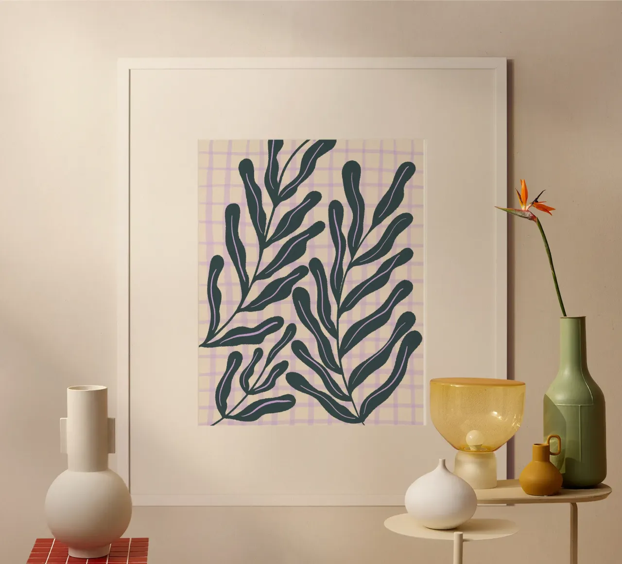 Abstract branches on a grid pattern hahnemühle by Wackapacka