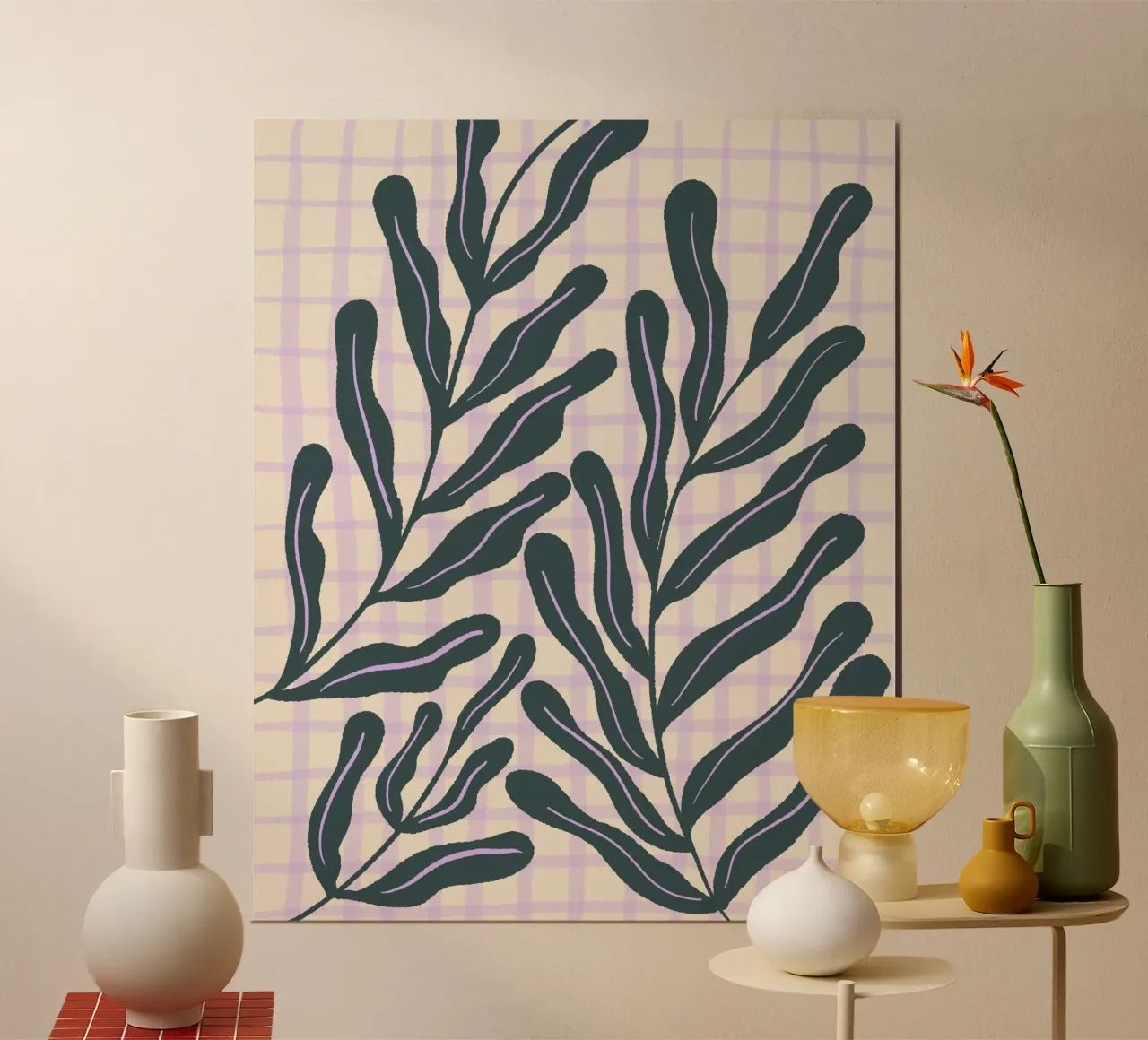 Abstract branches on a grid pattern hahnemühle by Wackapacka