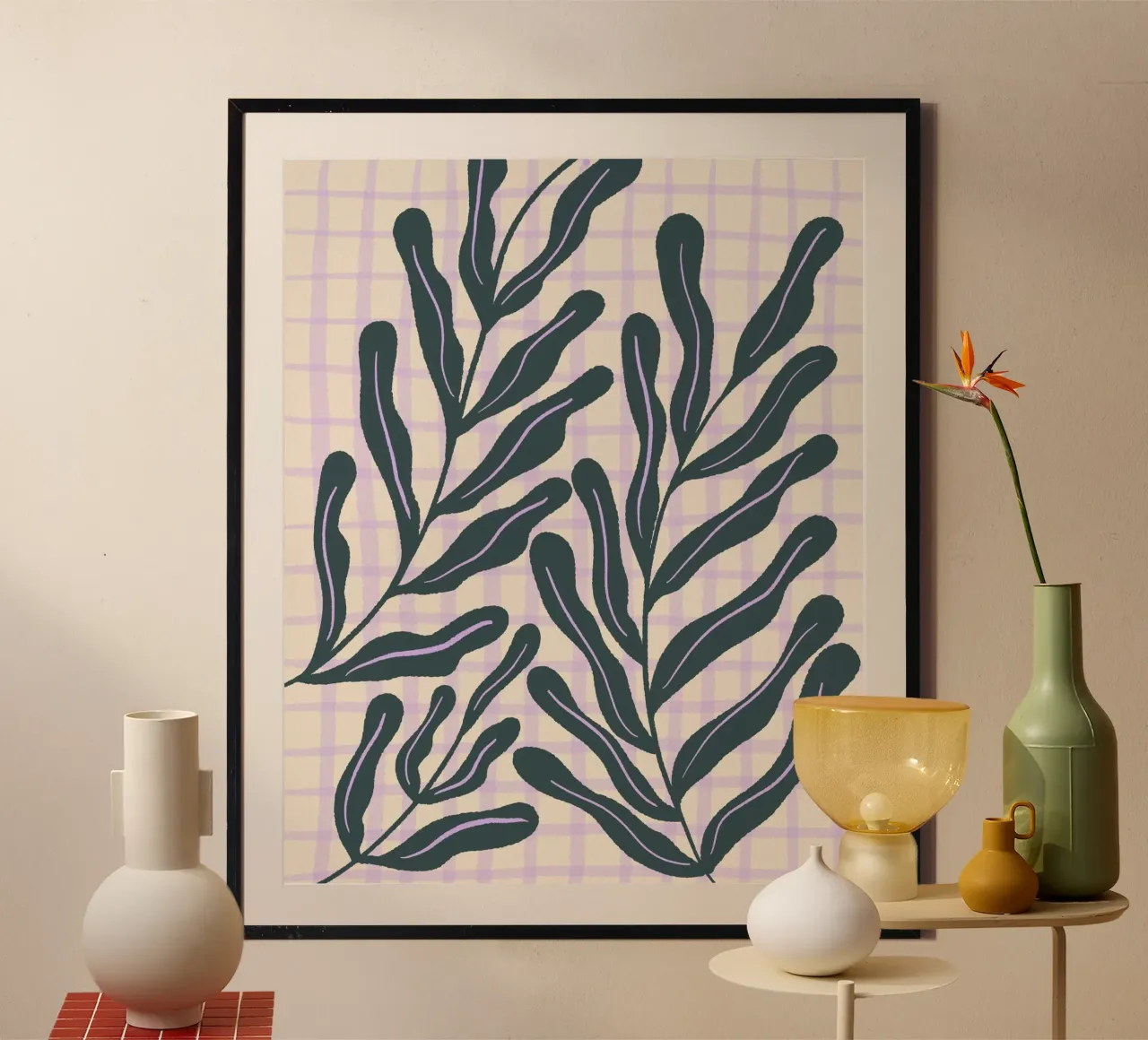 Abstract branches on a grid pattern hahnemühle by Wackapacka