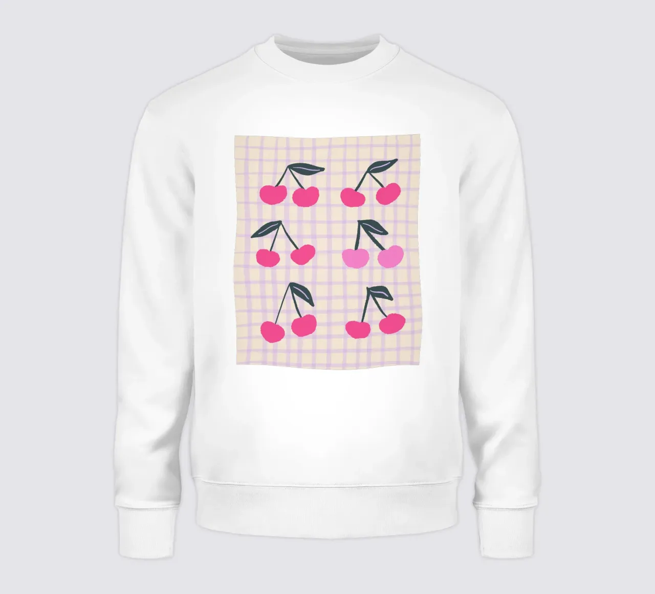 Cerezas abstractas en una cuadrícula sudadera de Wackapacka