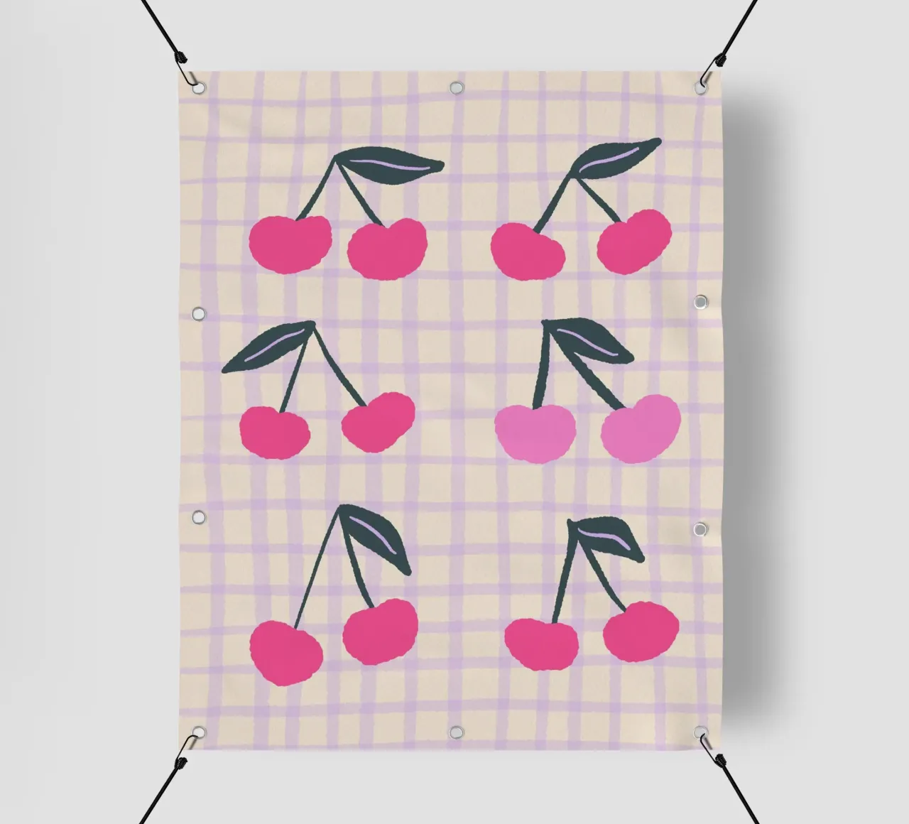 Abstract cherries on a grid pattern pvc cover by Wackapacka