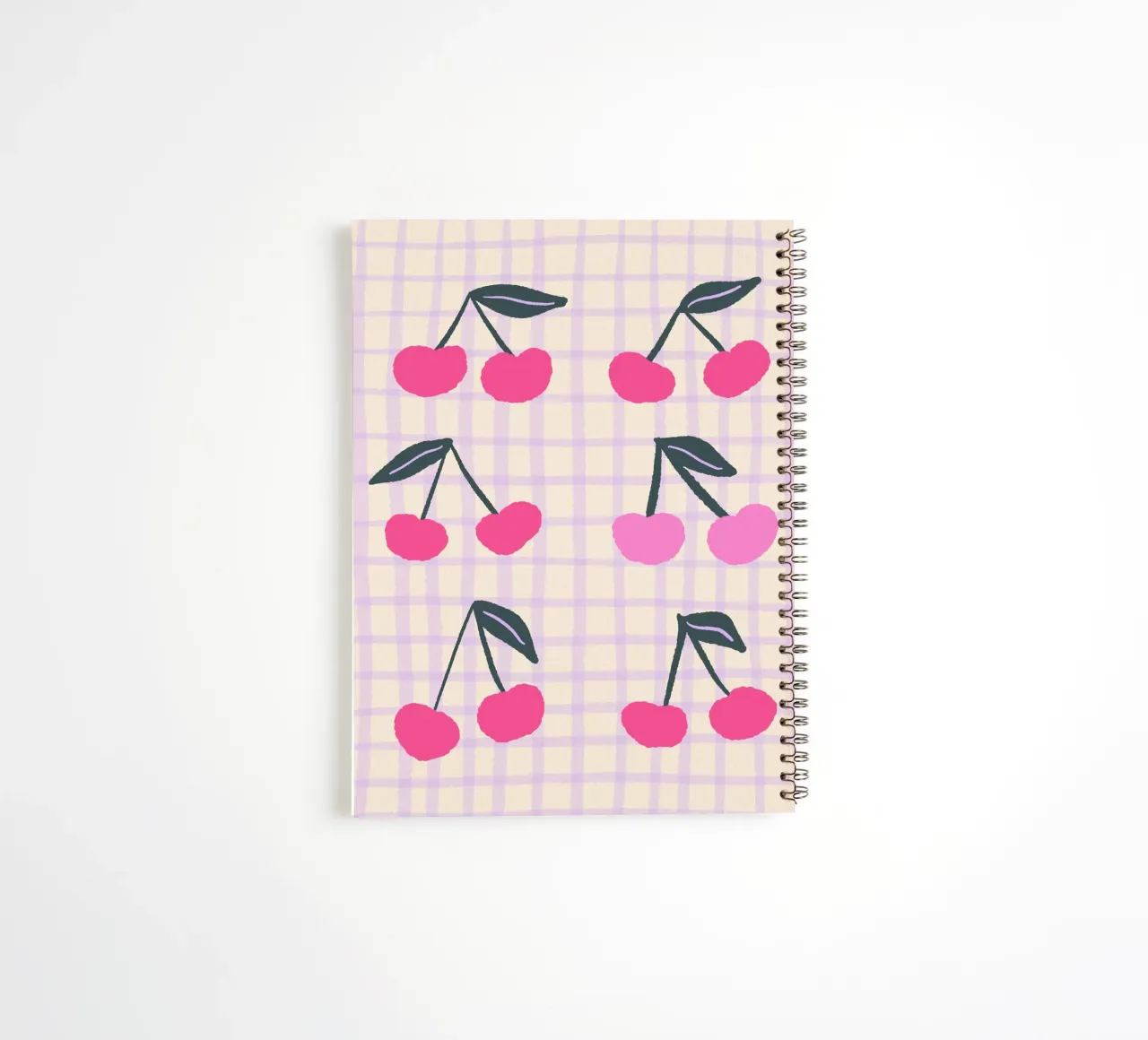 Abstract cherries on a grid pattern spiral notebook by Wackapacka