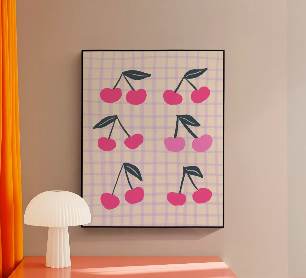 Cerezas abstractas en una cuadrícula metacrilato de Wackapacka