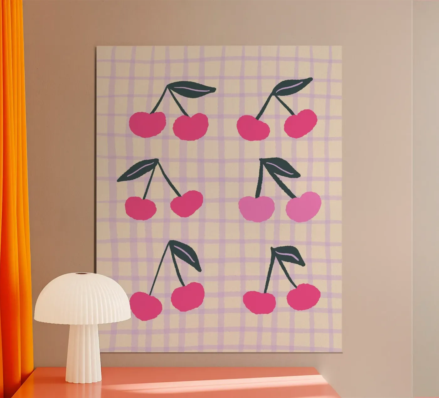 Abstract cherries on a grid pattern poster by Wackapacka