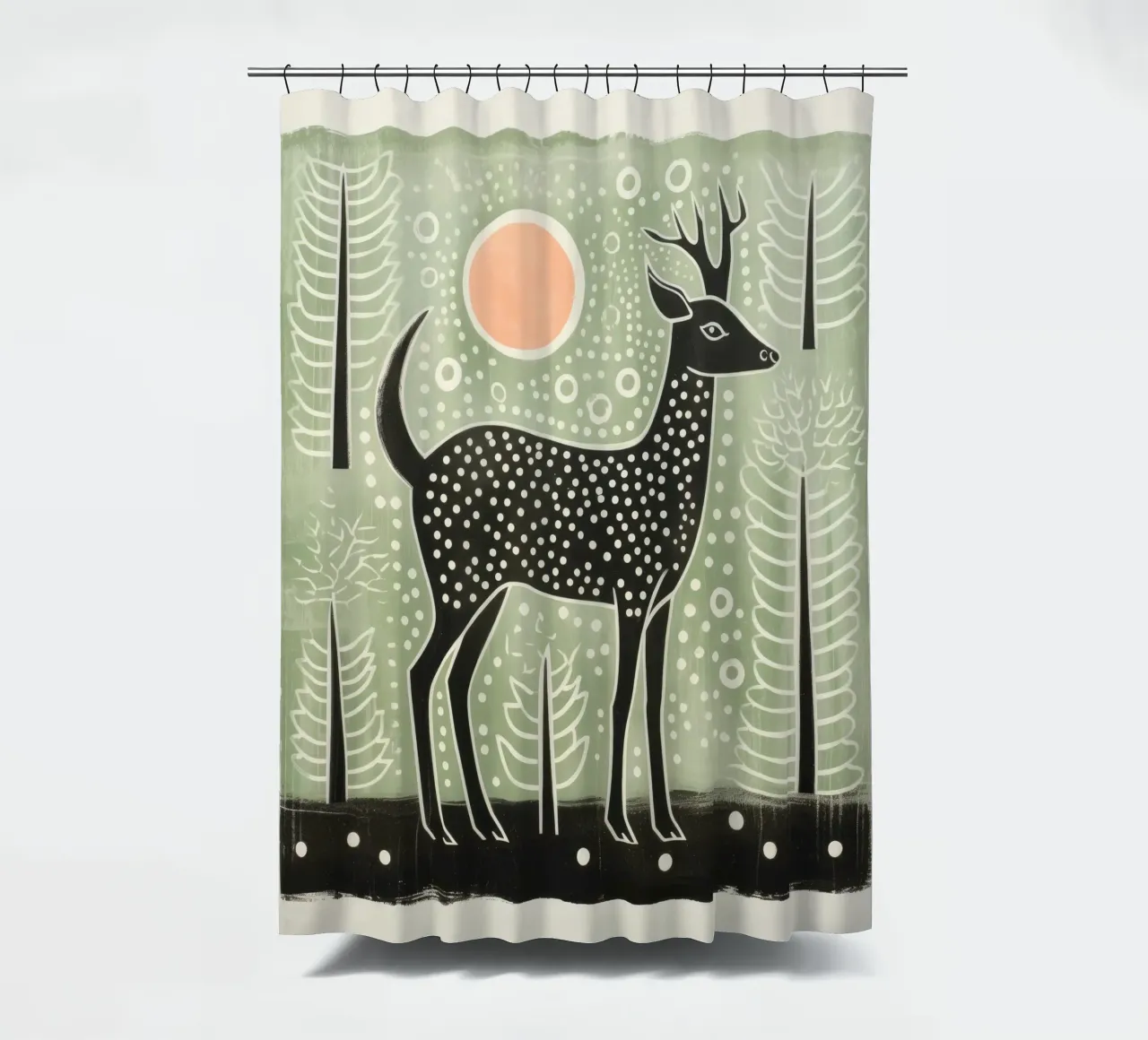 Grüne Hirsche 4 Duschvorhang von Minimal Animal Art
