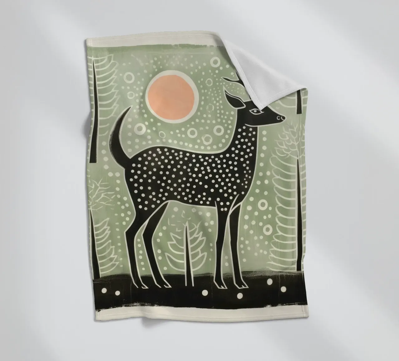 Cervo verde 4 coperta in pile da Minimal Animal Art
