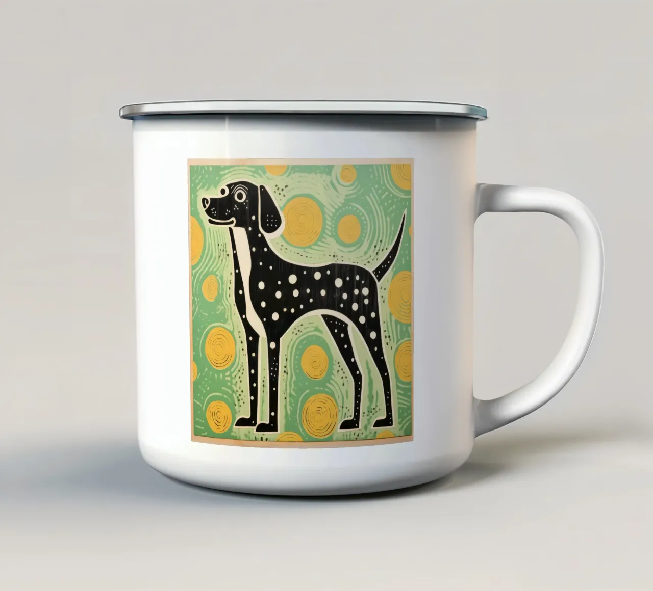 Cane verde 1 tazza in smalto da Minimal Animal Art
