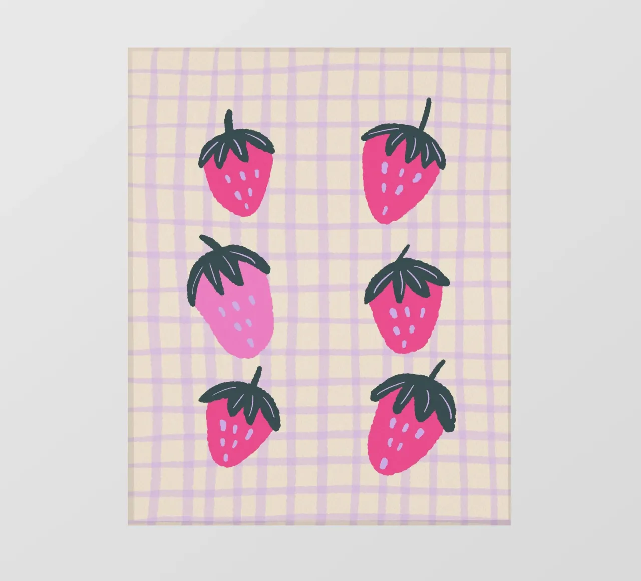 Fresas abstractas en una cuadrícula lámina retroiluminada de Wackapacka