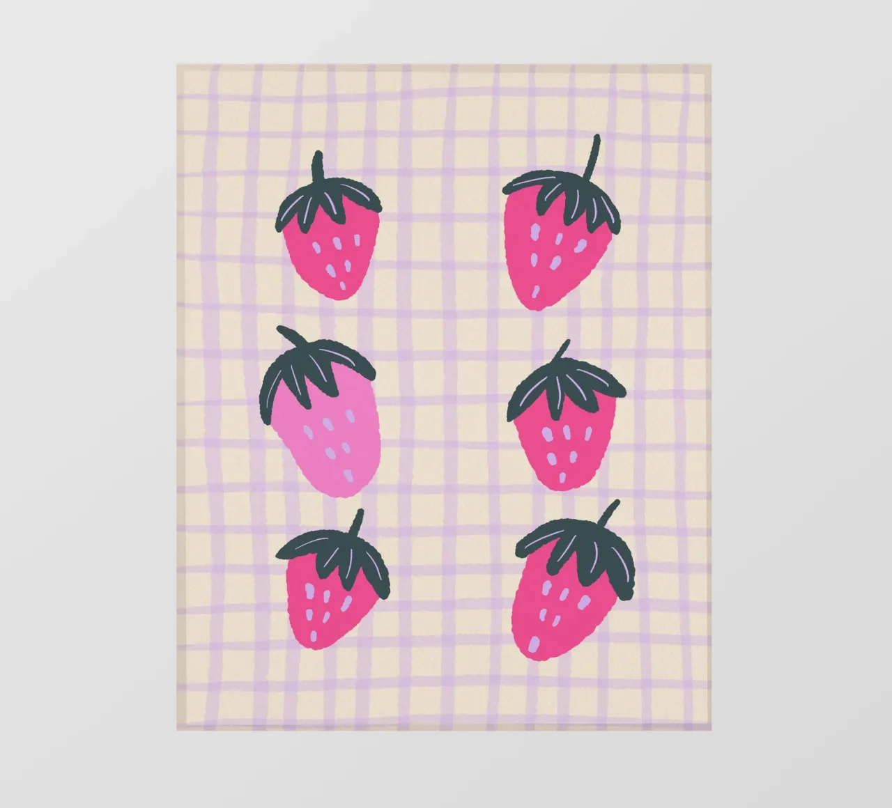 Abstract strawberries on a grid pattern photo wallpaper by Wackapacka