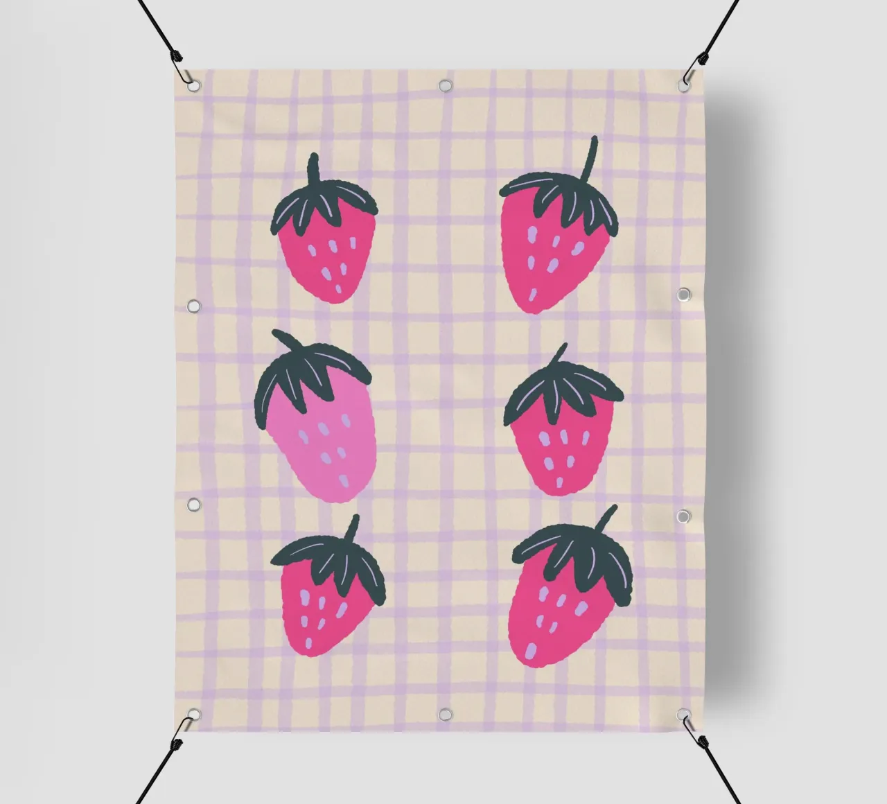 Abstract strawberries on a grid pattern pvc cover by Wackapacka