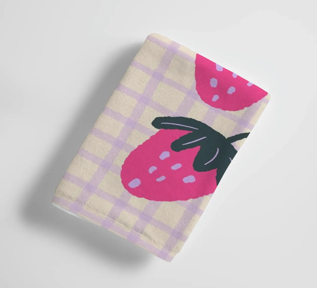 Abstract strawberries on a grid pattern towel by Wackapacka