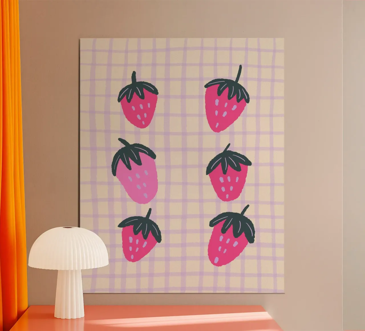 Abstract strawberries on a grid pattern hahnemühle by Wackapacka