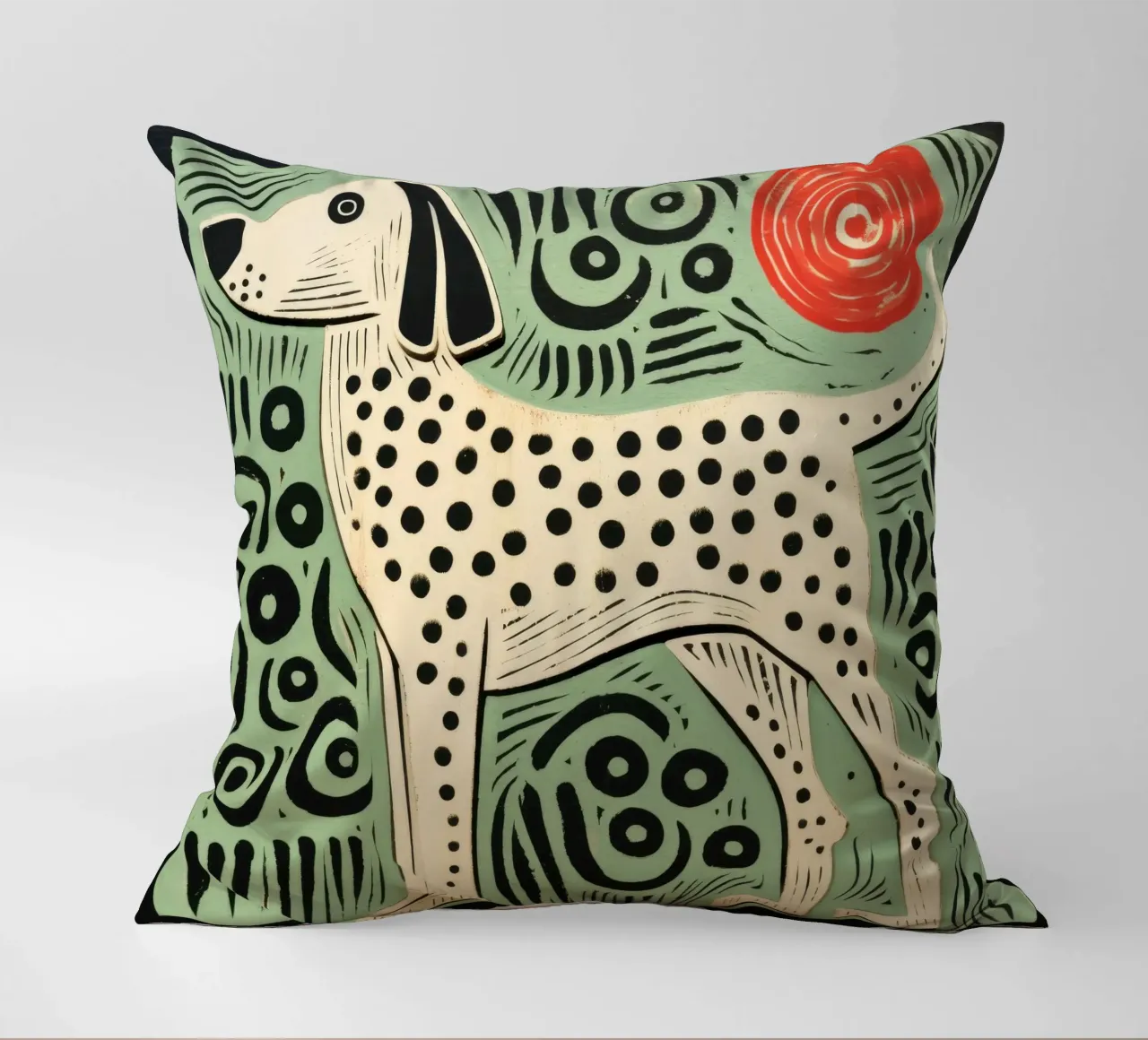 Cane verde 2 cuscino da Minimal Animal Art