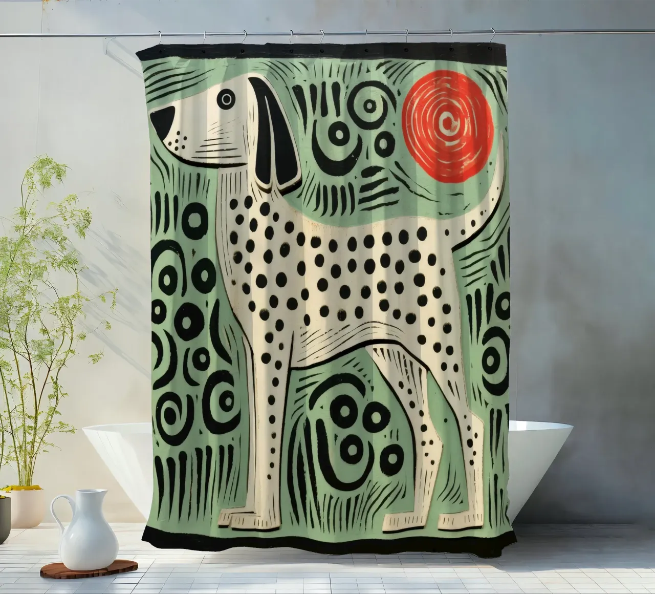 Cane verde 2 tenda da doccia da Minimal Animal Art