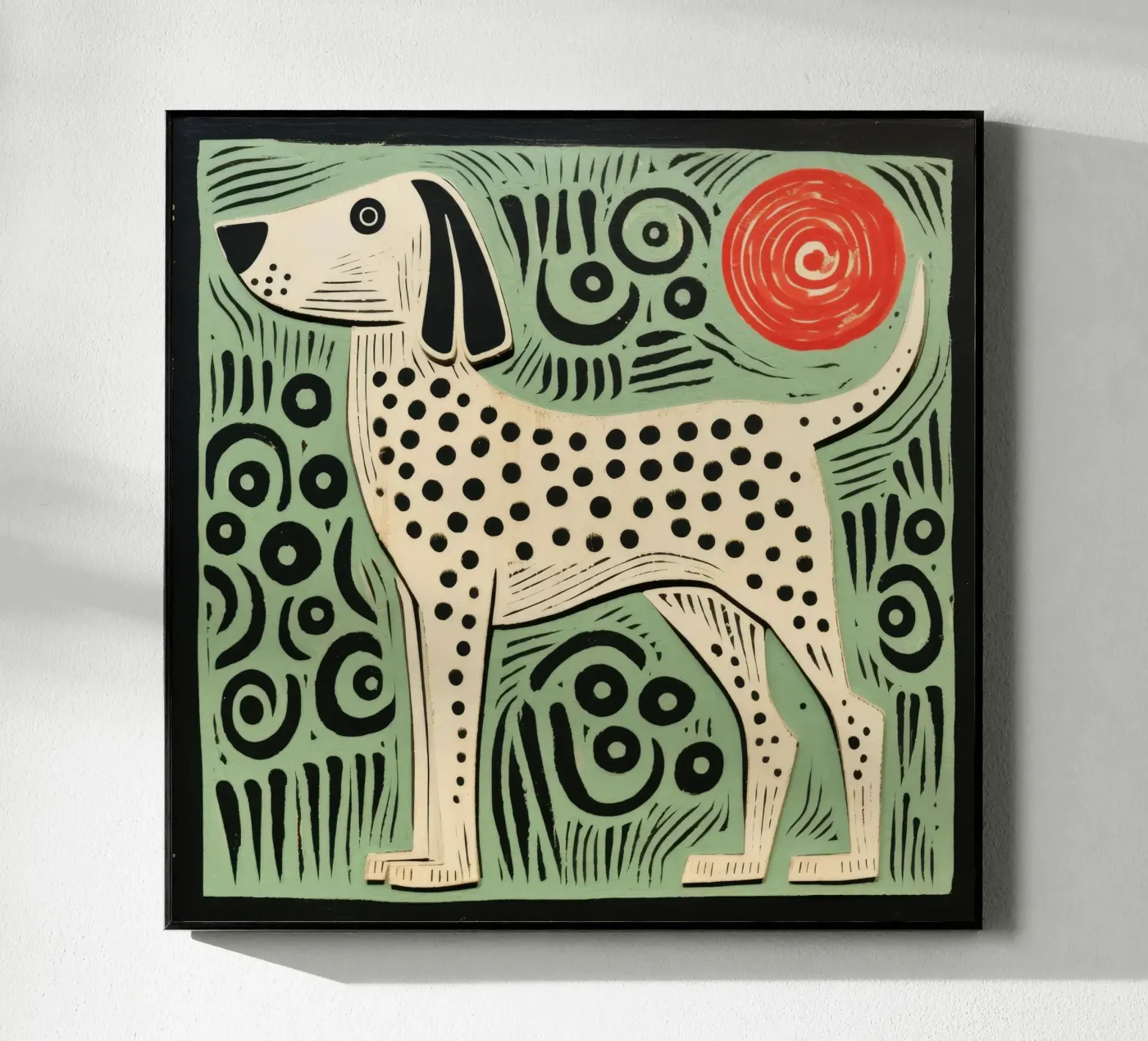 Green Dog acryl van Minimal Animal Art