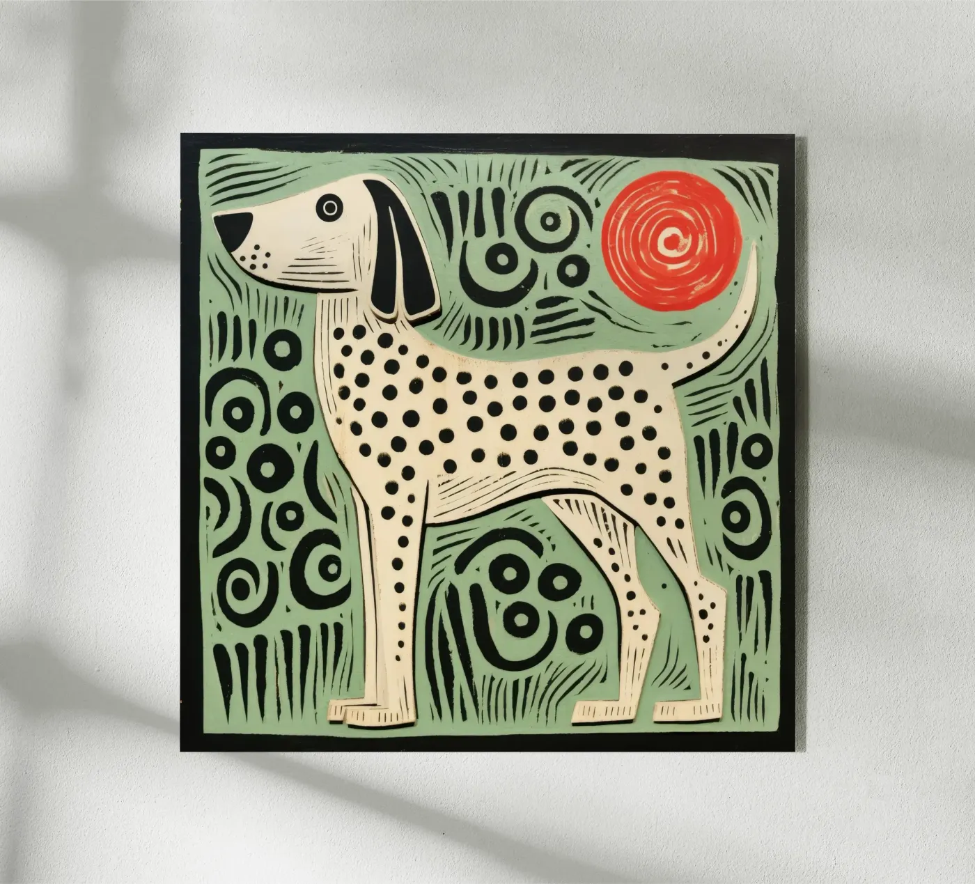 Green Dog acryl van Minimal Animal Art