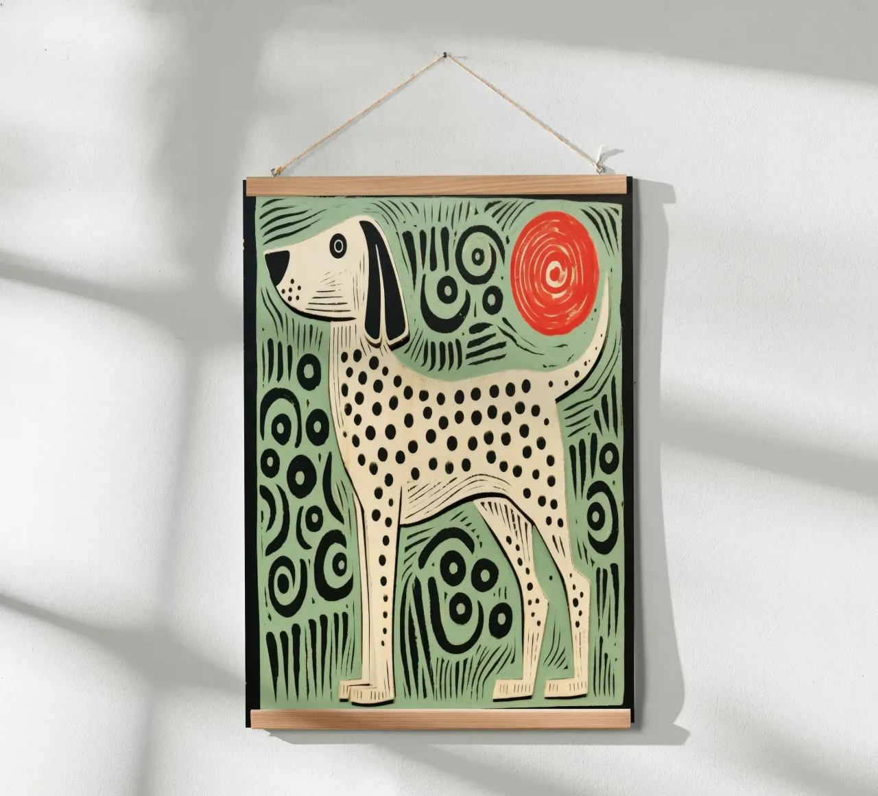 Cane verde 2 carta hahnemühle da Minimal Animal Art