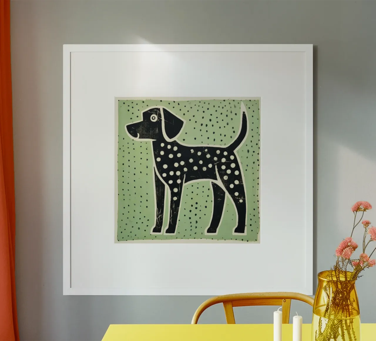Cane Verde 3 poster con telaio in alluminio da Minimal Animal Art