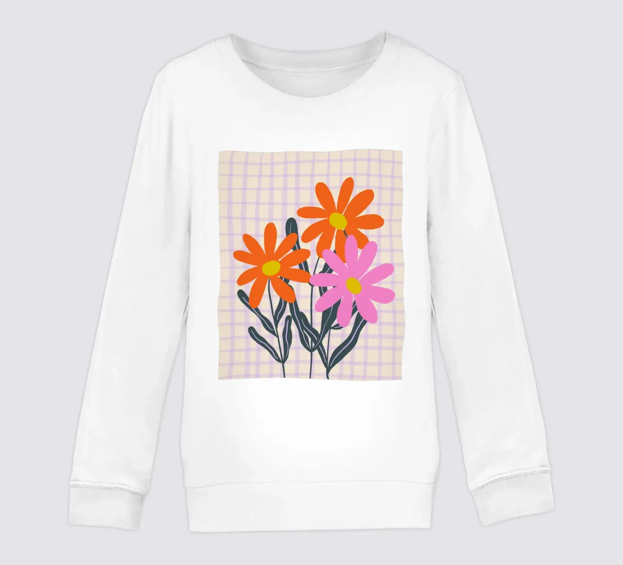 Flores abstractas en una cuadrícula sudadera para niño de Wackapacka