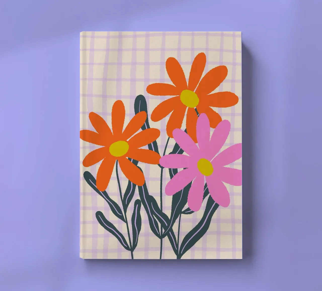 Abstract flowers on a grid pattern notebook by Wackapacka