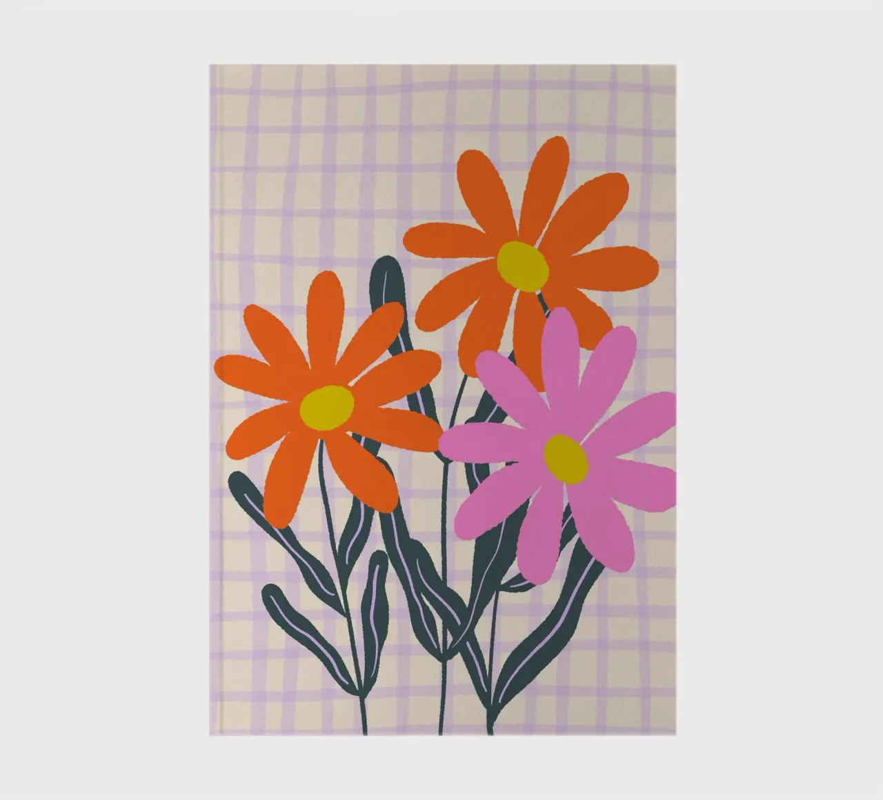 Abstract flowers on a grid pattern notebook by Wackapacka