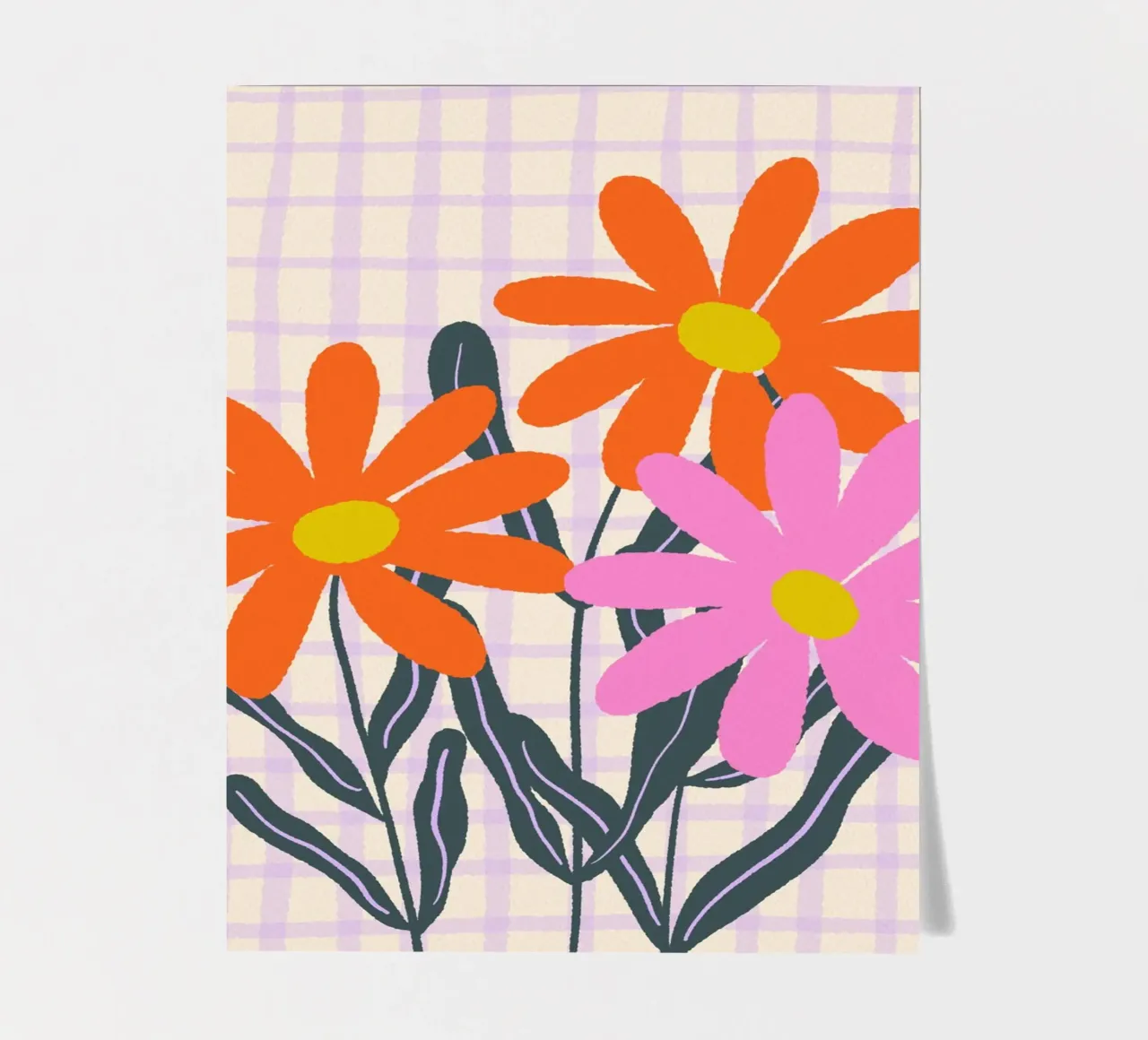Abstract flowers on a grid pattern sticker sheet by Wackapacka